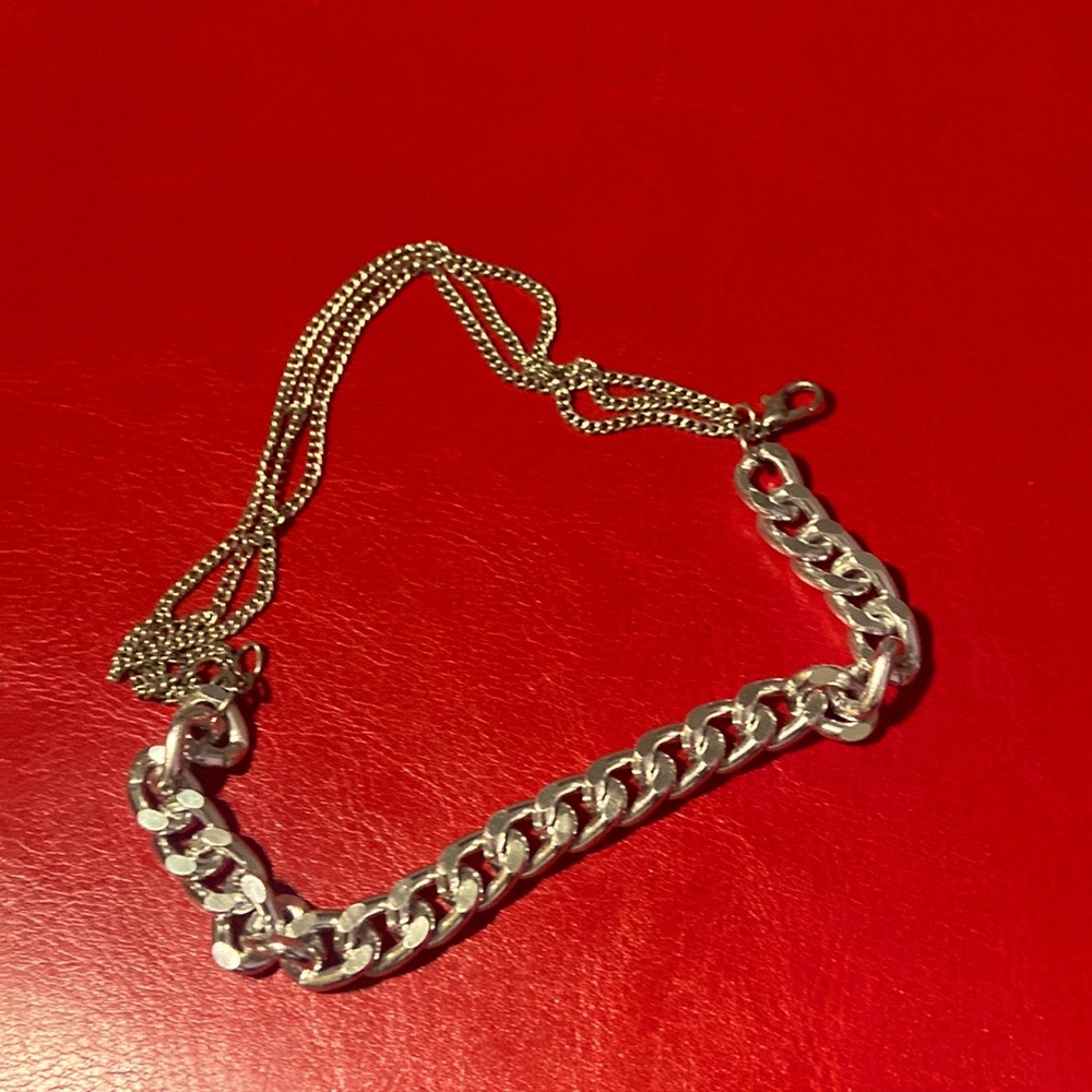 Silver chain anklet